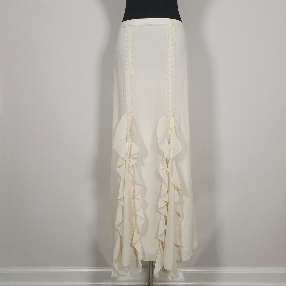 Thirty Thirty L.A. Maxi Skirt Women’s XS Ivory Lace Ruffle Boho Romantic